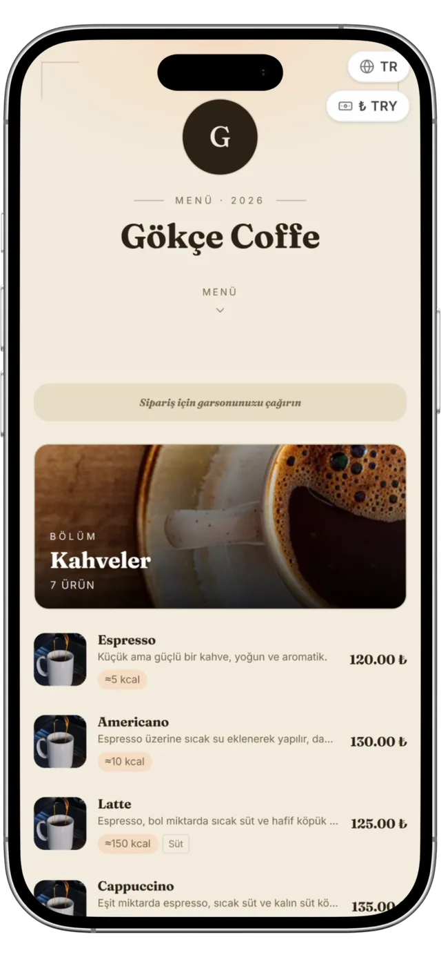 QR menü — Kraft Kebap teması