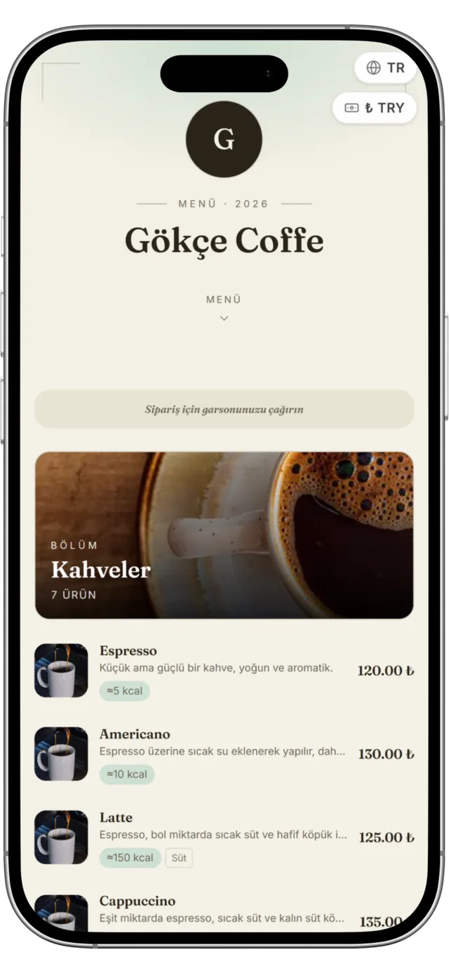 QR menü — Lokanta Nostalji teması