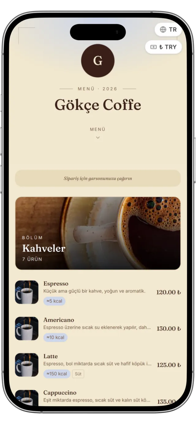 QR menü — Osmanlı Çini teması