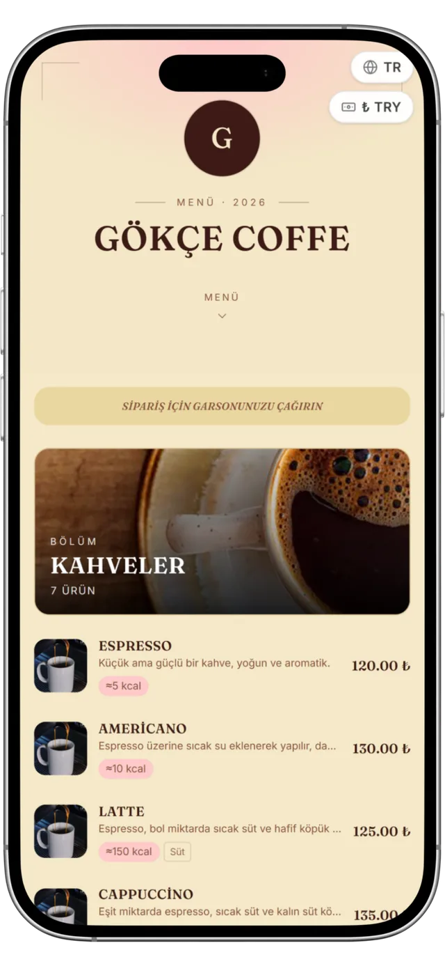 QR menü — Retro Diner teması