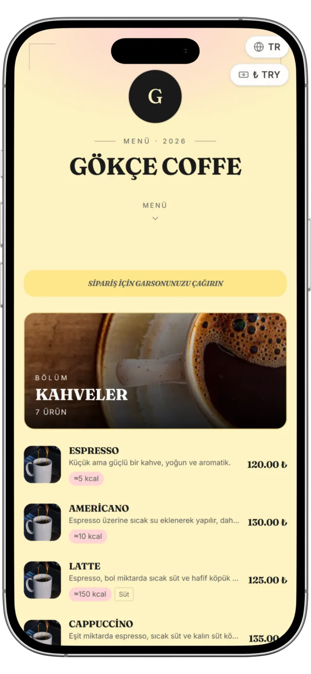 QR menü — Sokak teması